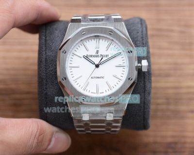 Copy Audemars Piguet Royal Oak watch White Dial Stainless Steel Bezel Stainless Steel Strap 